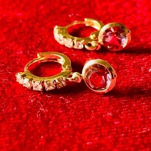 18K Gold Filled AAA CZ + amethyst Huggies